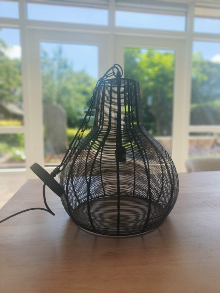 Zwarte draadlamp hanglamp - Modern design, Ophalen, Modern, Industrieel, E27 (groot), Zo goed als nieuw