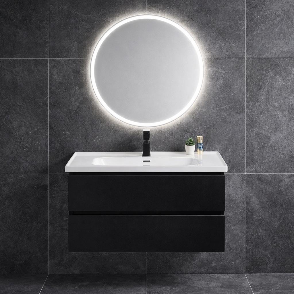 Modern Badkamermeubel 60 cm Zwart | Zwevend | Keramiek Nieuw, Info@d-radiatoren.nl, Minder dan 100 cm, Wastafelkast, 25 tot 50 cm