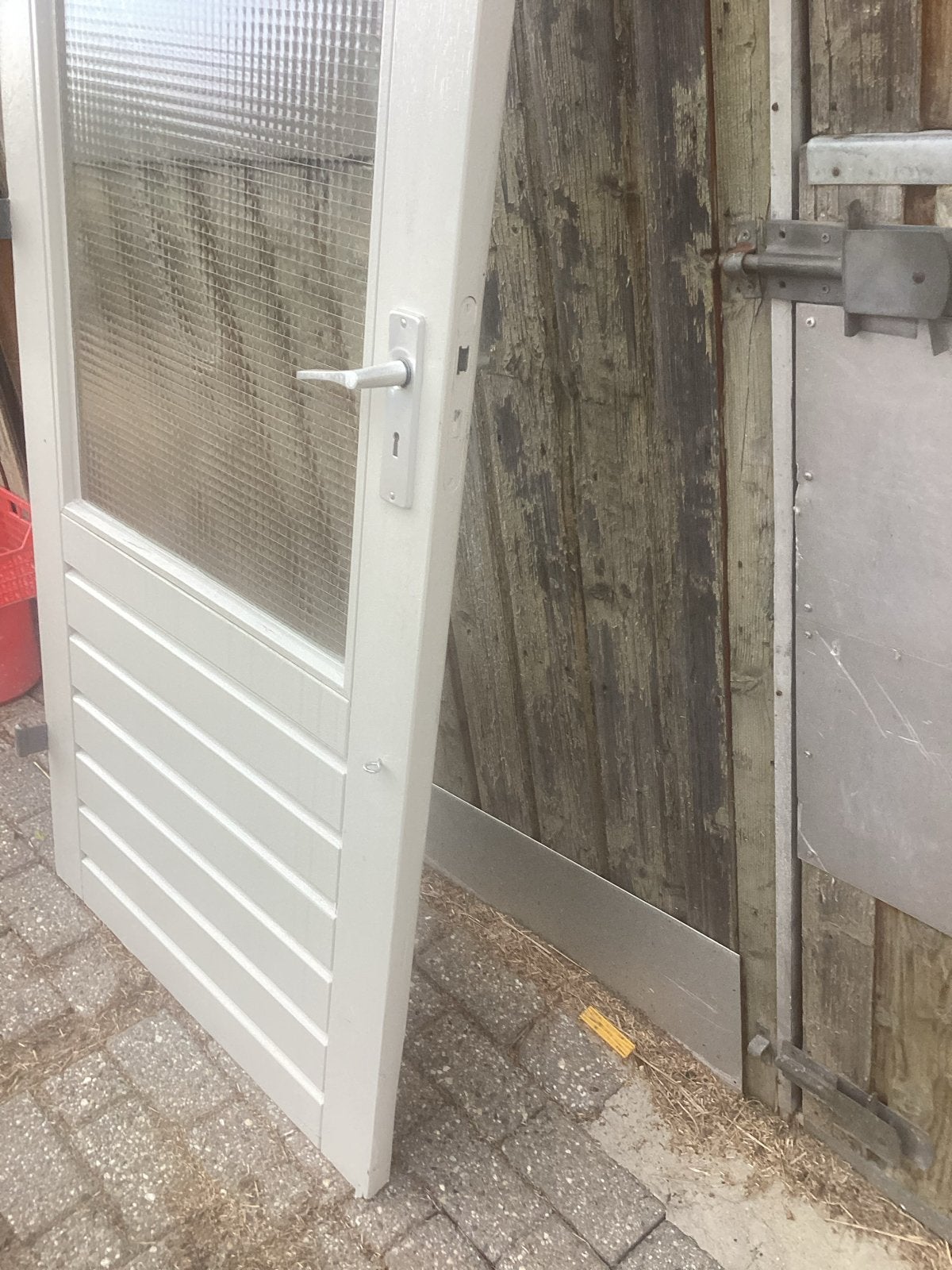 Hardhouten achterdeur staldeur met draadglas, Ophalen, Zo goed als nieuw, Hout, Overige typen