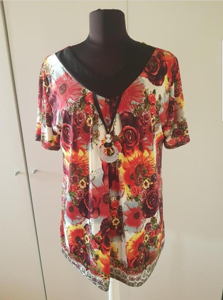 Prachtige kleurrijke Yue Sheng top – maat 46, Ophalen of Verzenden, Zo goed als nieuw, Maat 46/48 (XL) of groter, Korte mouw