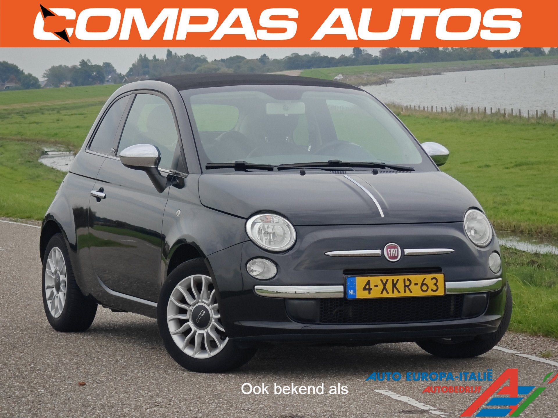 Fiat 500C 80pk Turbo Popstar | Automaat | Leder | Perfect on, Dealer onderhouden, Gebruikt, Cabriolet, Zwart