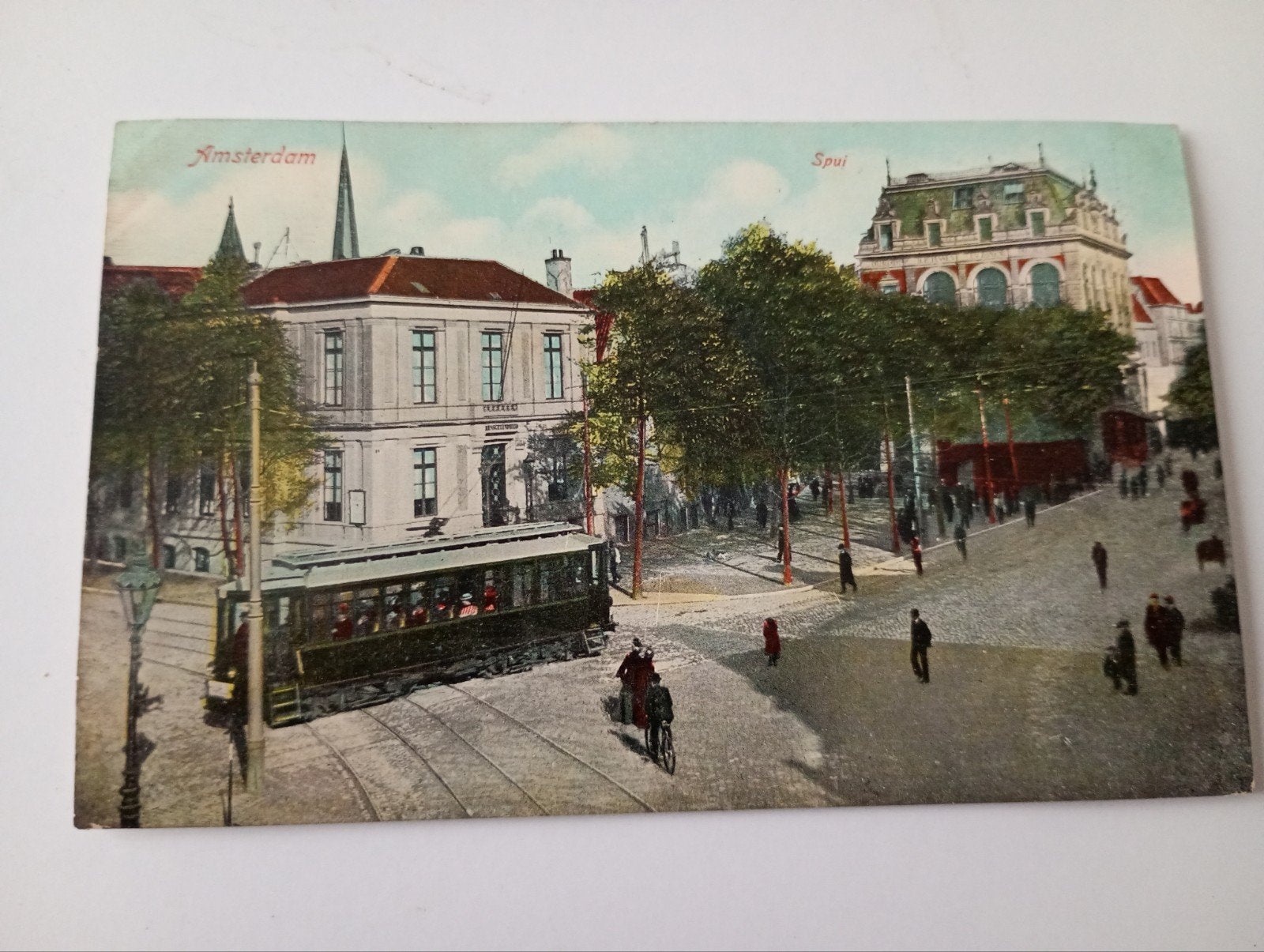 Amsterdam Spui met Tram 1908, Ophalen of Verzenden, Voor 1920, Gelopen, Noord-Holland