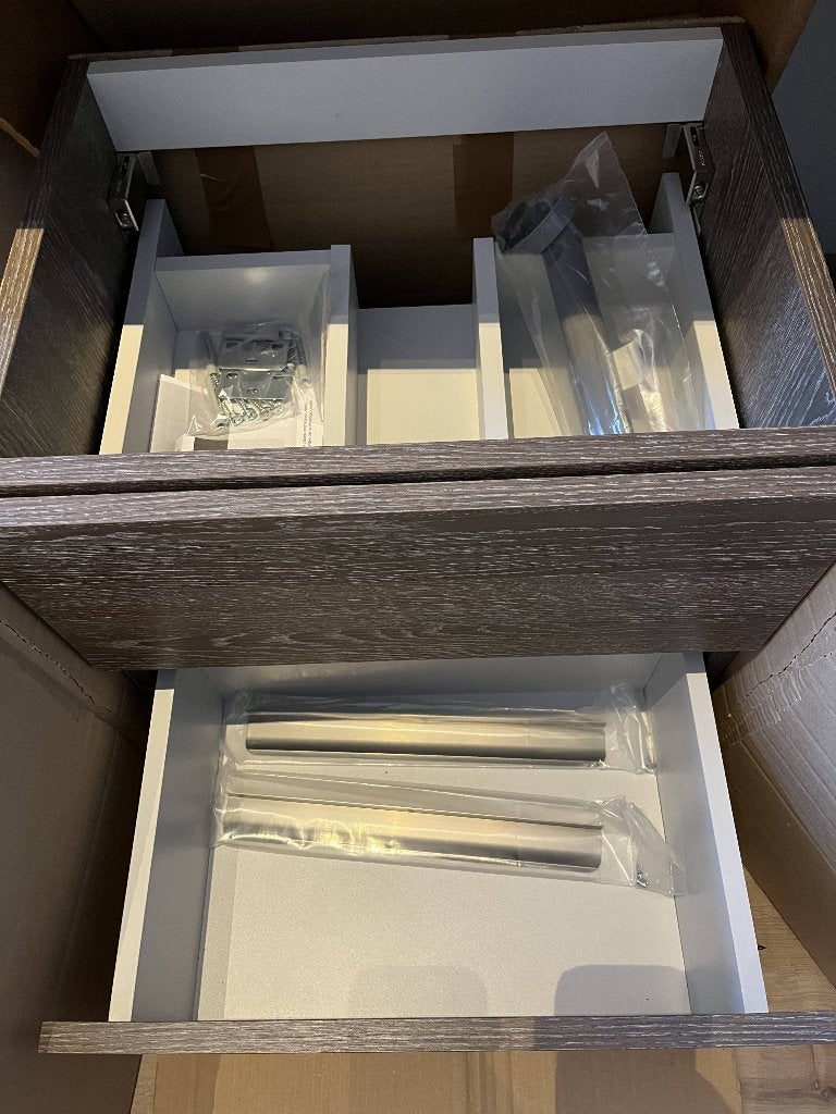 Badkamermeubelset donker eiken gamma, Huis en Inrichting, Badkamer | Badkamermeubels, Ophalen, Nieuw, 50 tot 100 cm, 25 tot 50 cm