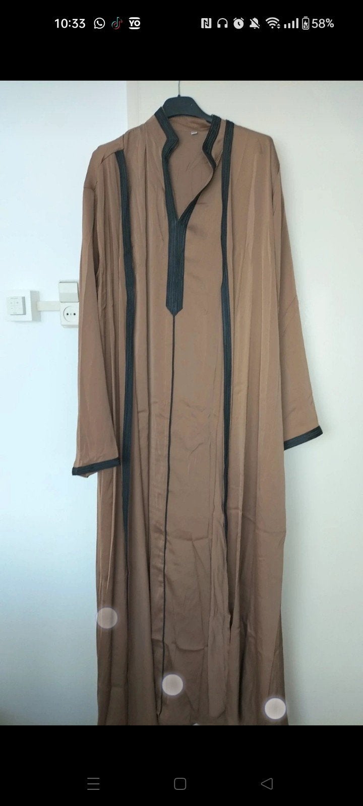 Bruine Abaya met Zwarte Details, Maat 38/40 (M), Bruin, Nieuw, Ophalen of Verzenden