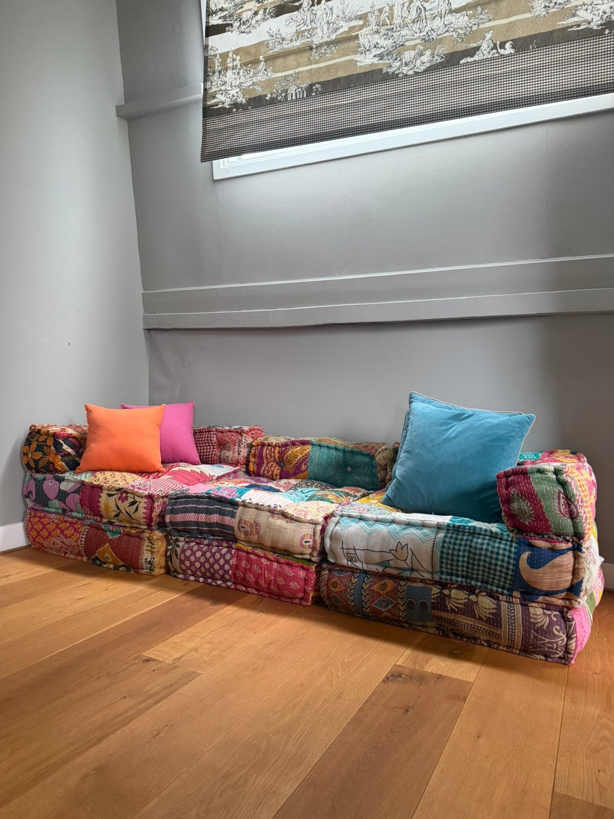 Bohemian patchwork loungebank / vloerkussens (3-delig), Ophalen, Zo goed als nieuw