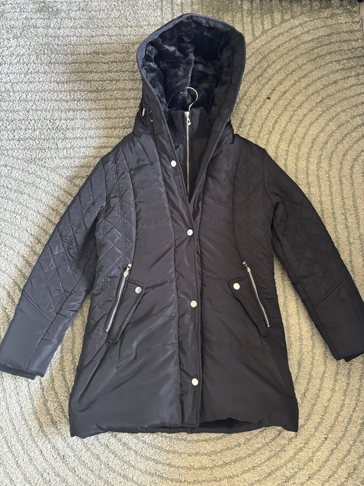 Roosevelt Black Label winterjas met bontkraag - Maat L, Ophalen of Verzenden, Zo goed als nieuw, Maat 42/44 (L), Zwart
