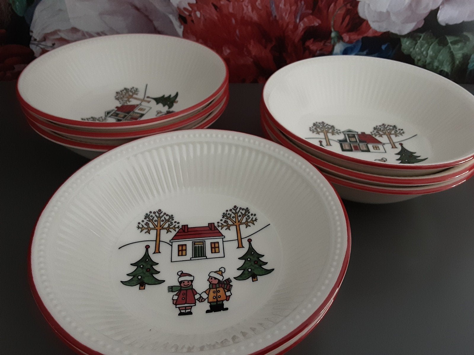 wedgwood windsor kerstservies dessert/Compote schaaltje 15cm, Ophalen, Zo goed als nieuw, Porselein, Schaal of Schalen