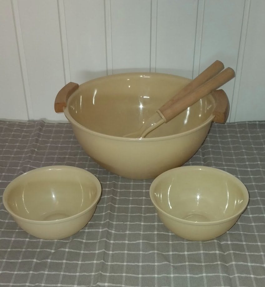 Tupperware Vintage Slakom, Met bestek, Geel, Ophalen of Verzenden, Zo goed als nieuw