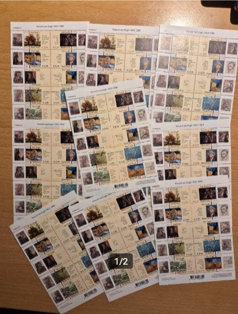 22 x postzegel velletjes Vincent van Gogh, Verzenden, Postfris