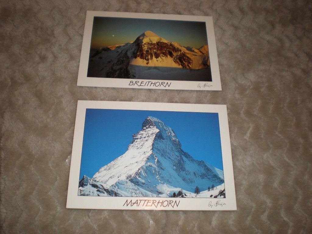 2 ansichtkaarten bergen grens Zwitserland/Italië., Verzamelen, Ophalen of Verzenden, 1980 tot heden, Ongelopen, Italië