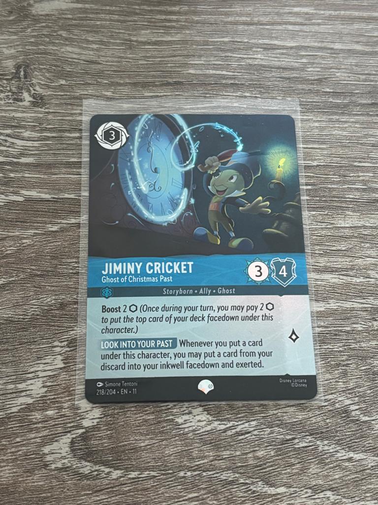 Jiminy Cricket - Ghost of Christmas Past Lorcana 218 Epic, Ophalen of Verzenden, Zo goed als nieuw, Losse kaart