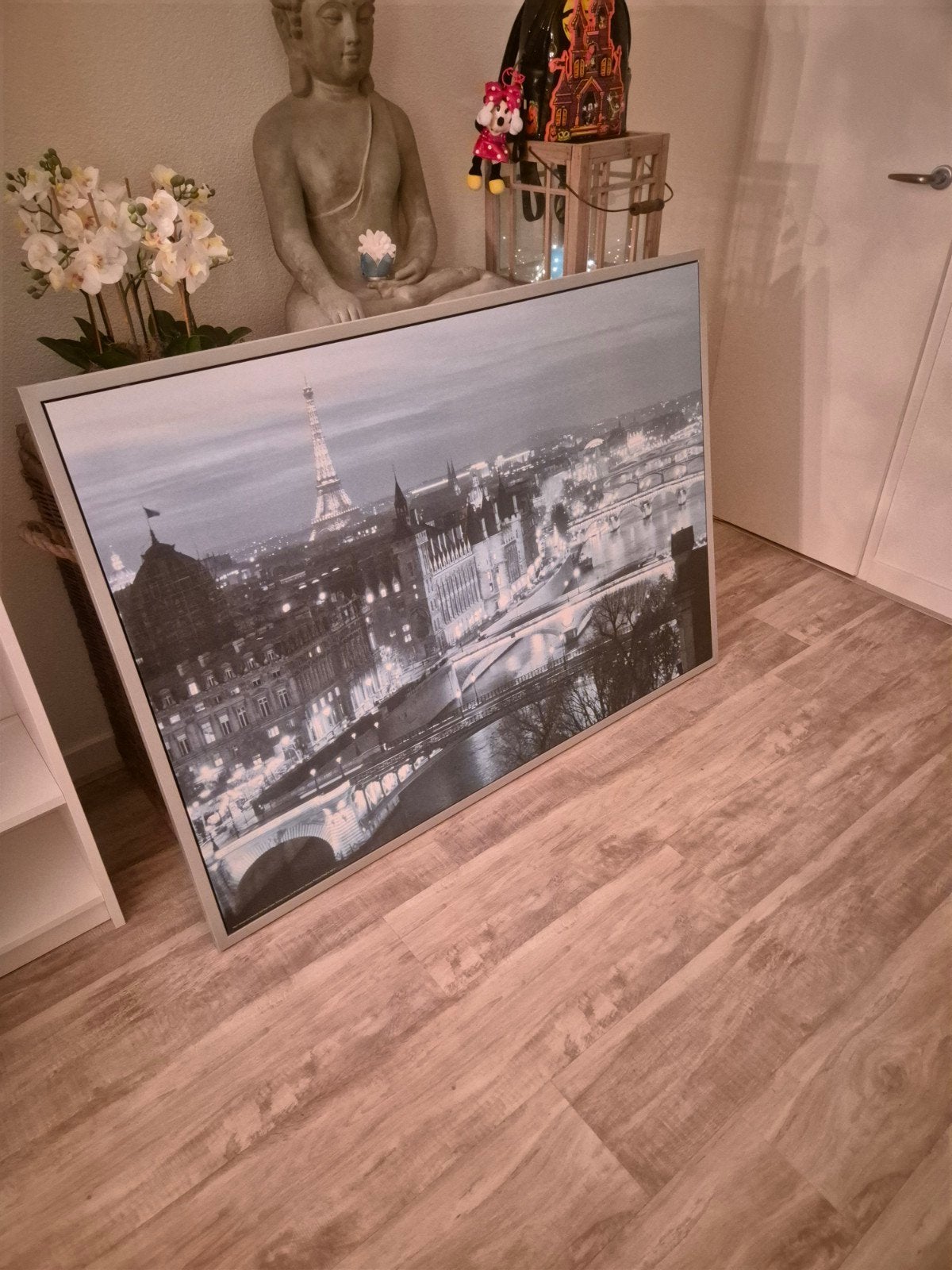 Schilderij Parijs Eiffeltoren - Nachtzicht, Ophalen, 125 cm of meer, Zo goed als nieuw, Schilderij