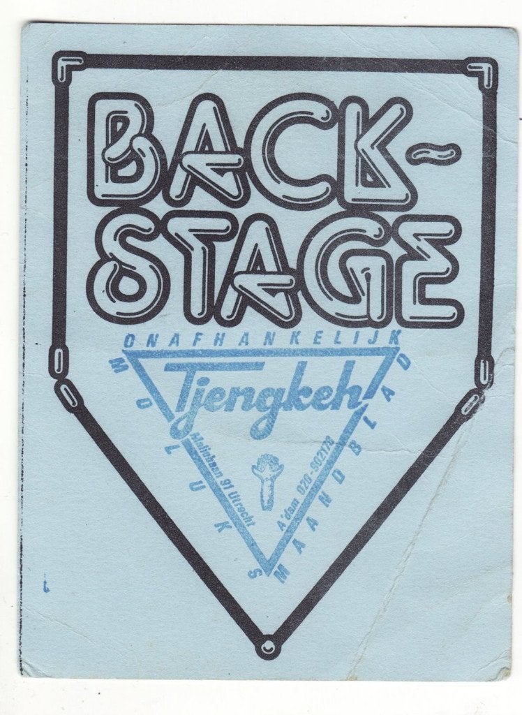 Backstage kaart Tjenkeh Onafhankelijk Moluks Maandblad, Gebruikt, Verzenden, X, X