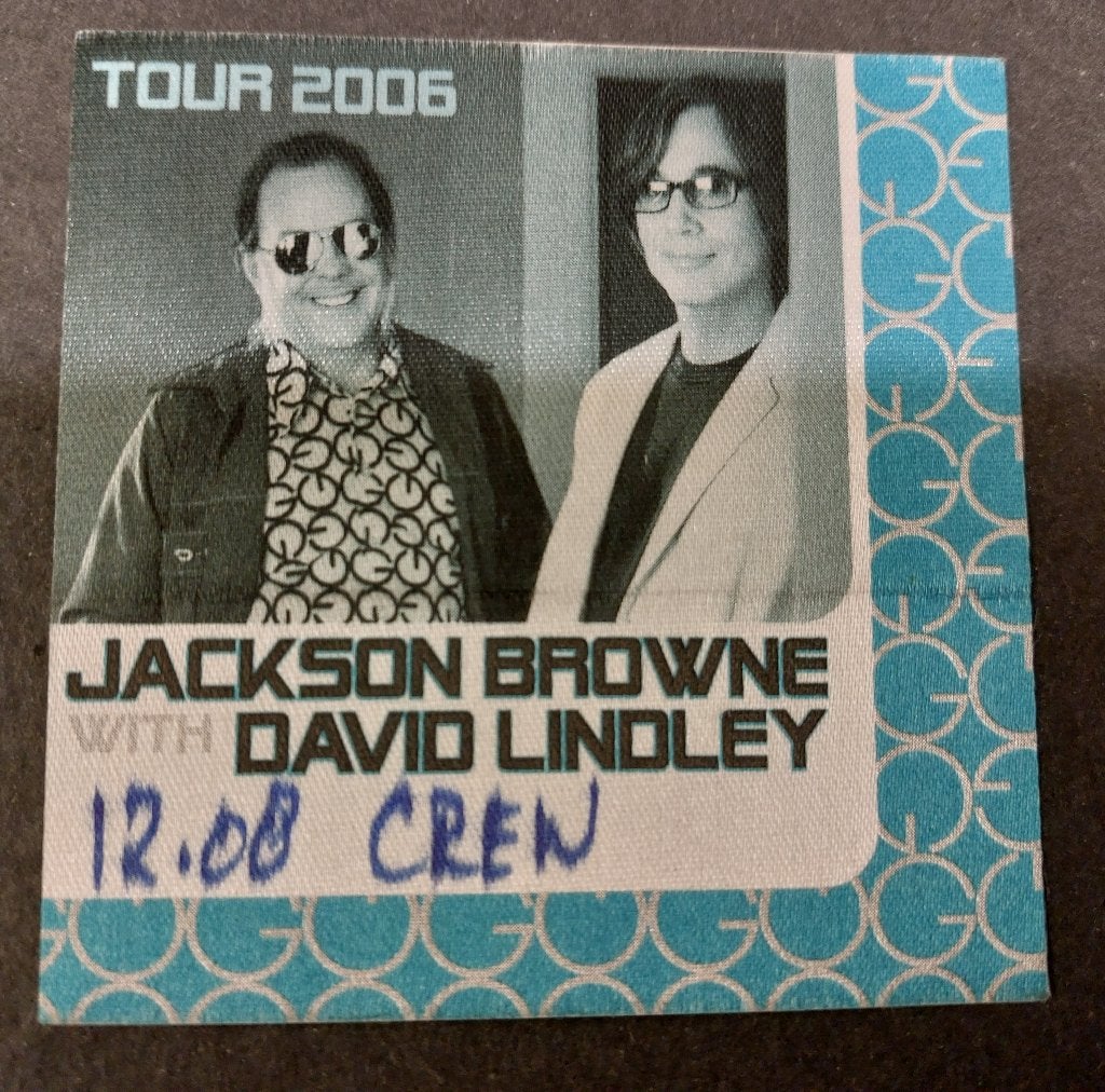 Jackson Browne David Lindley BACKSTAGE PASS 2006 Amsterdam, Gebruikt, Verzenden, Jackson Browne, NvT