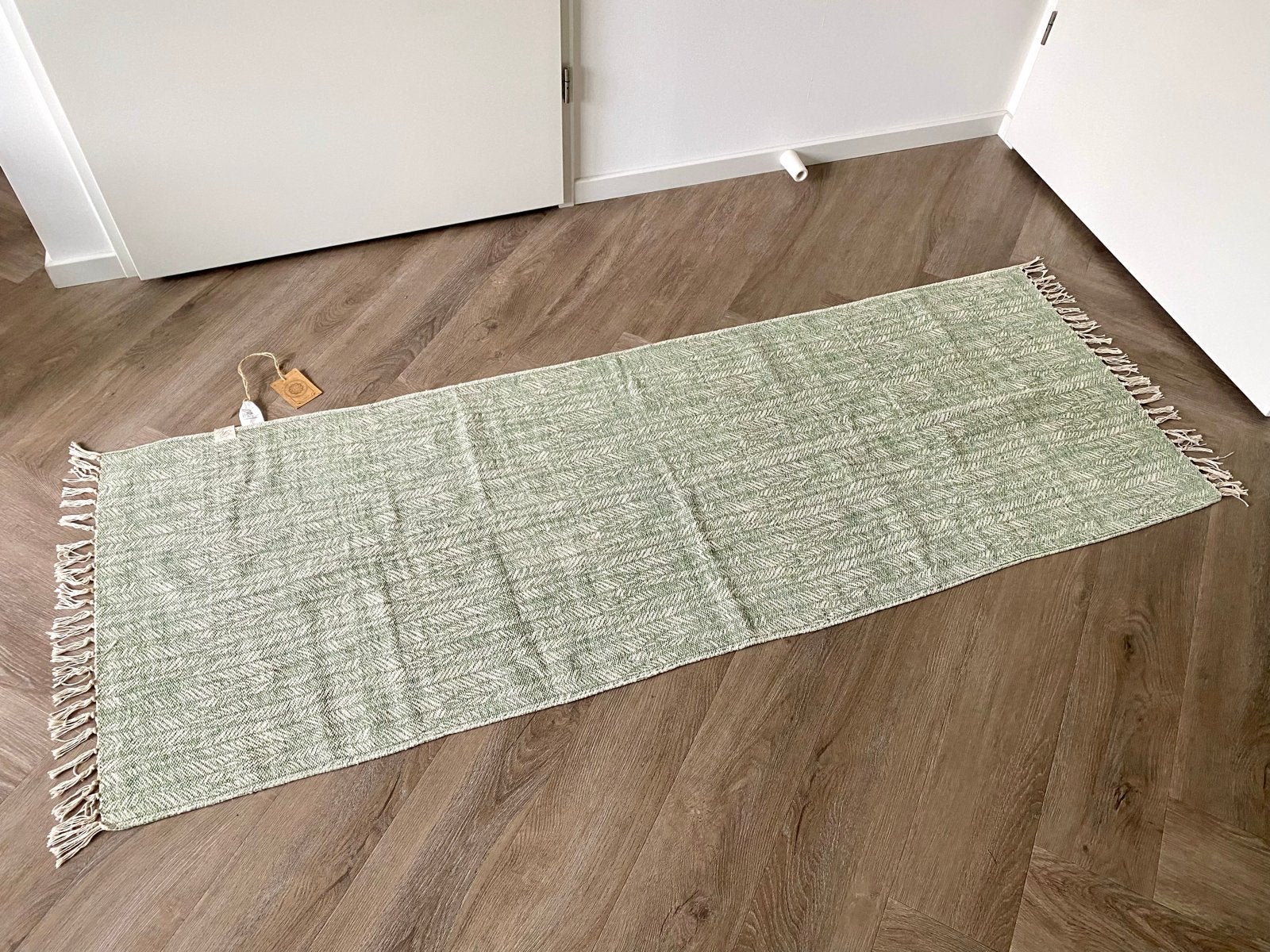 Riviera Maison Benavente Carpet - Groen/Wit (70x180cm), Nieuw, 150 tot 200 cm, Rechthoekig, Groen