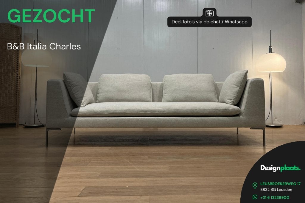 GEZOCHT: B&B Italia Charles — Direct Inkoop, Www.designplaats.nl, B&B Italia, Minder dan 150 cm, Design Bank Bankstel Zetel Minotti B&B Italia