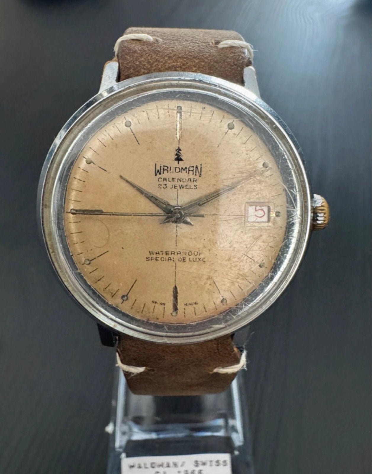 Waldman Polshorloge uit 1966 - Zwitsers - Prachtige Patina, Sieraden, Tassen en Uiterlijk, Overige merken, Staal, Met bandje, Verzenden