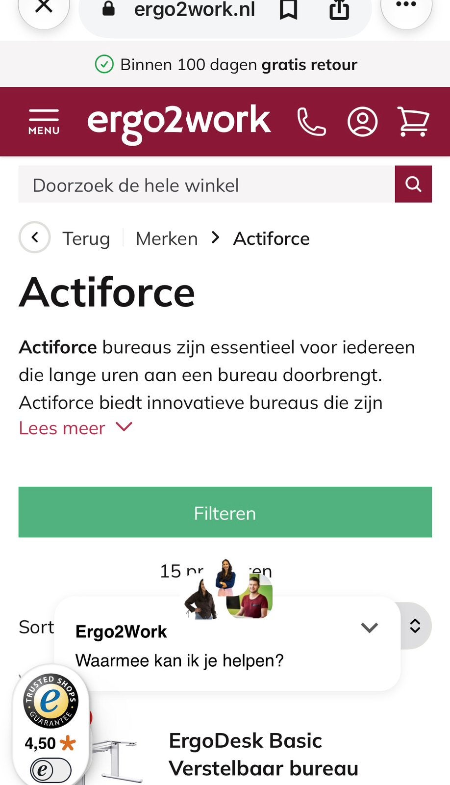 Artiforce electrisch verstelbaar grenen look, Huis en Inrichting, Ophalen, In hoogte verstelbaar, Zo goed als nieuw