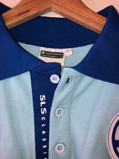 SLS 2021 polo , maat L , 1 x gedragen . prijs 35 euro., Ophalen of Verzenden, Zo goed als nieuw, Maat 52/54 (L), Blauw