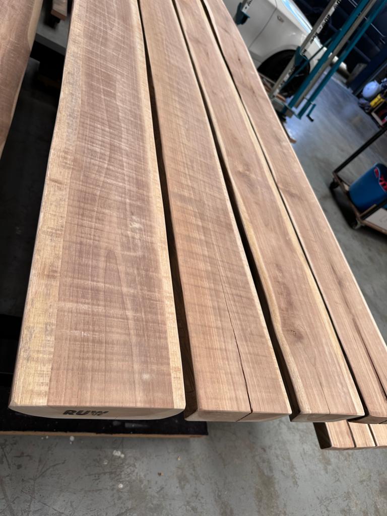 Teak balken/planken, Doe-het-zelf en Verbouw, Hout en Planken, Ophalen, Zo goed als nieuw, 50 mm of meer, Balk