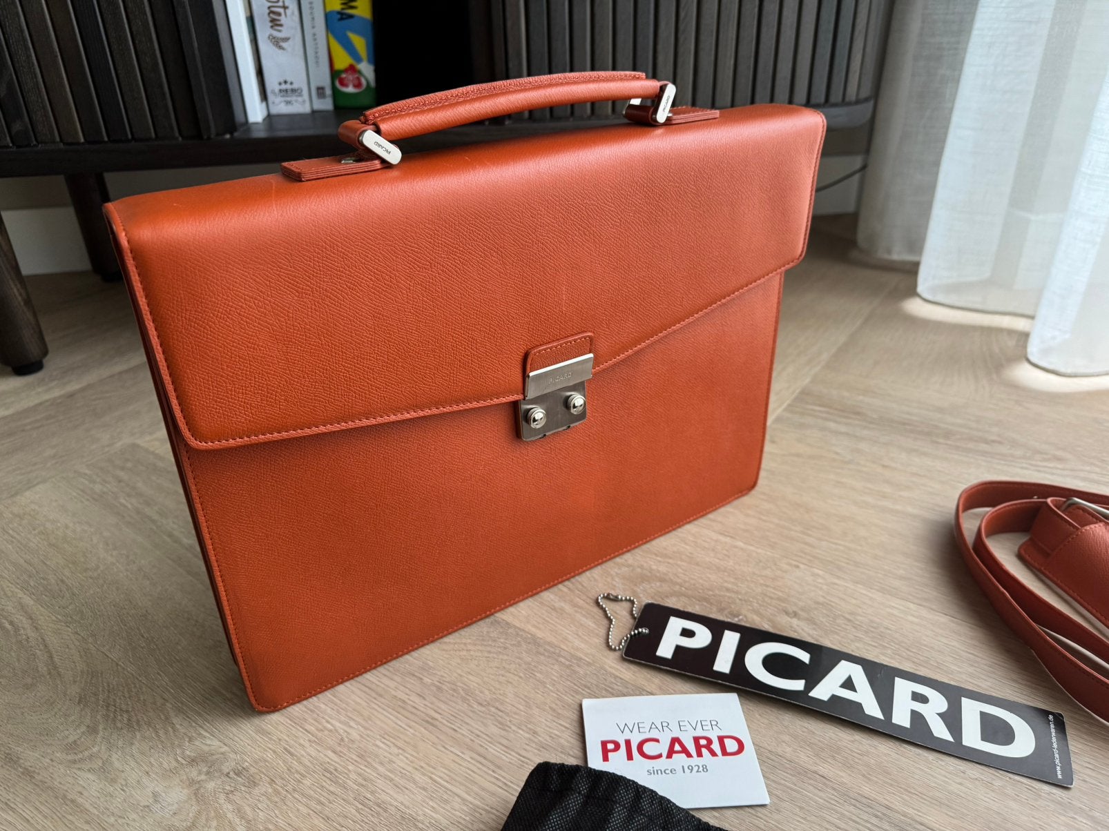 TWV€275 Picard Soho leren aktetas uniek statement van klasse, Ophalen, Zo goed als nieuw, Oranje, Leer