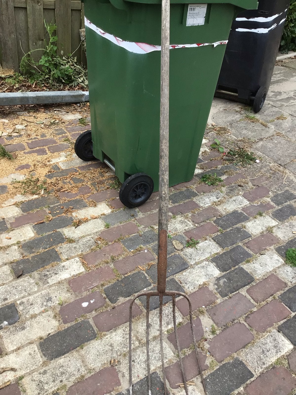 Oude hooivork met houten steel, Ophalen, Gebruikt, Vork