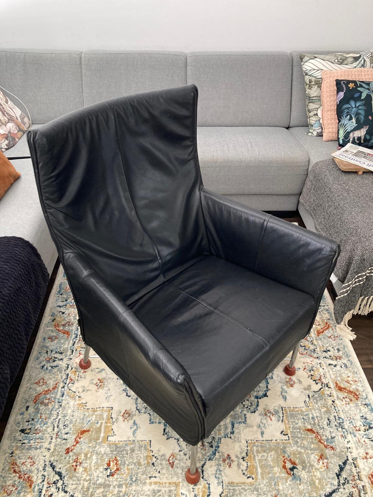 Originele Montis Charly Fauteuil | Lederen bekleding, Ophalen, Zo goed als nieuw, 75 tot 100 cm, 50 tot 75 cm