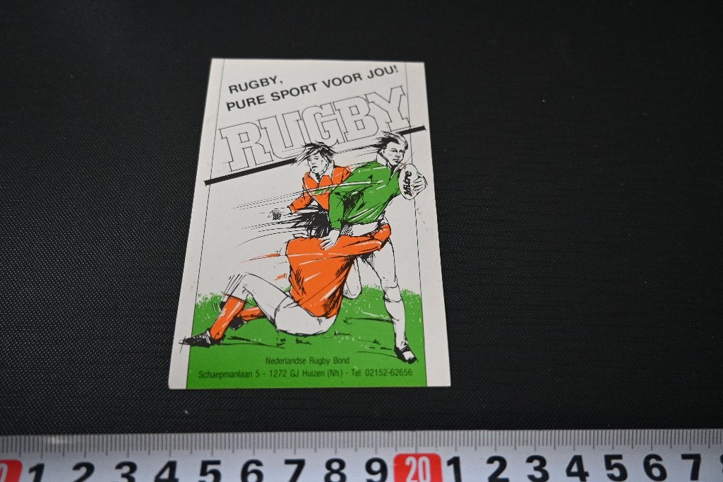 sticker RUGBY, pure sport voor jou !  Huizen Ned, Rugby Bond, Verzamelen, Ophalen, Zo goed als nieuw
