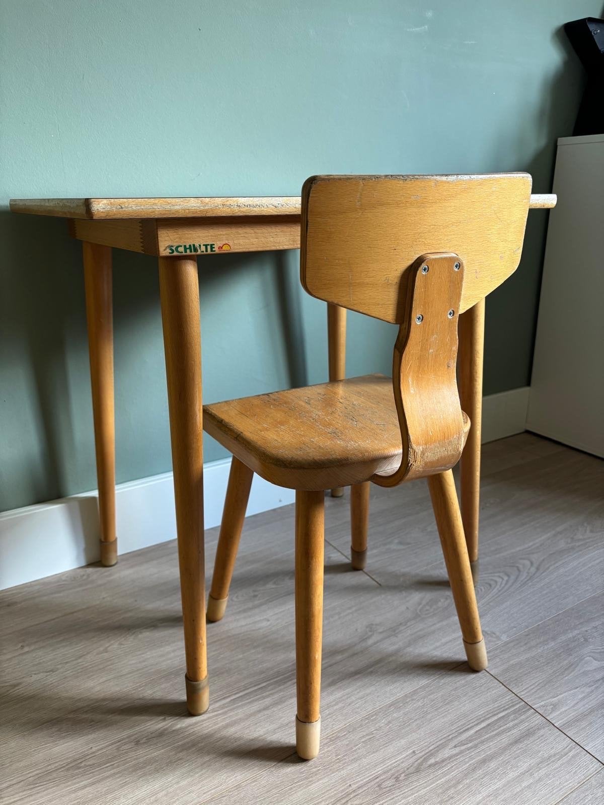 Vintage Schilte kinderbureau en stoel, Ophalen