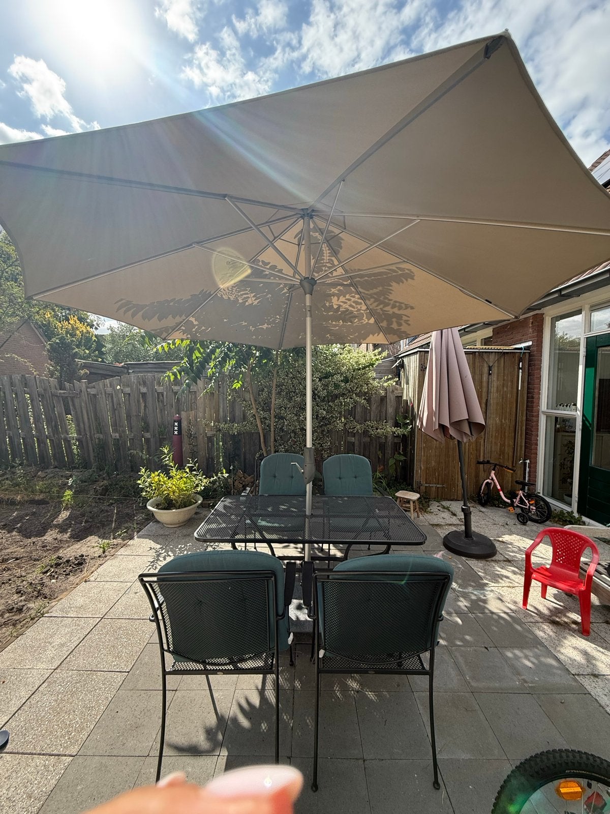Prachtige tuinset met parasol, Ophalen, Gebruikt