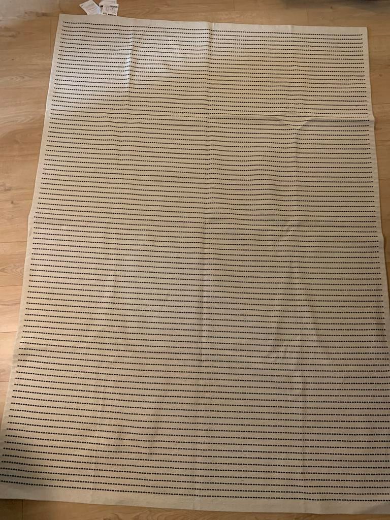 Ikea - Modern gestreept vloerkleed - Beige met zwart, Ophalen, Beige, 150 tot 200 cm, 200 cm of meer