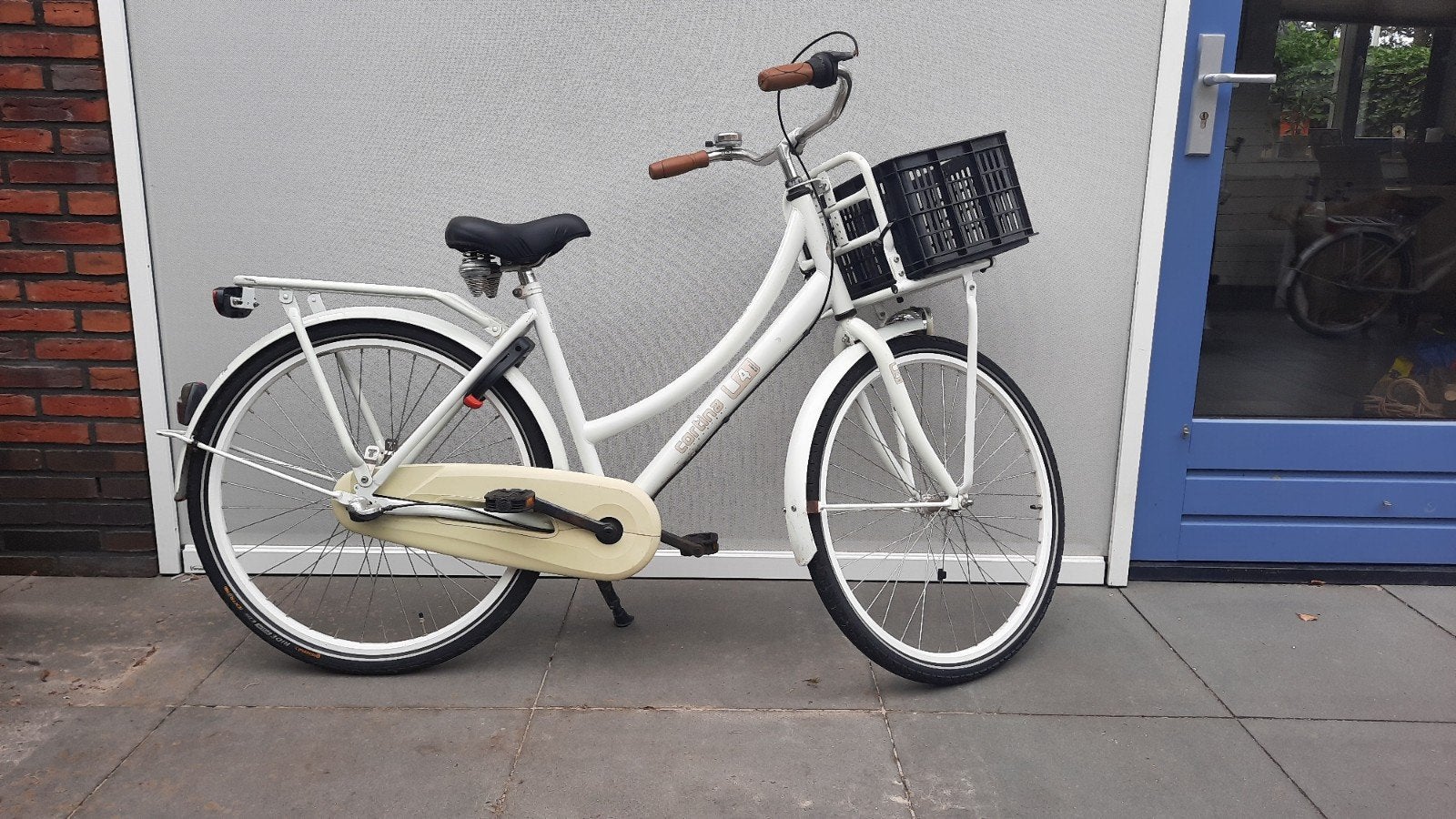 witte Cortina U4 meisjes fiets, Fietsen en Brommers, Terugtraprem, Gebruikt, Cortina U4 transportfiets, Handrem