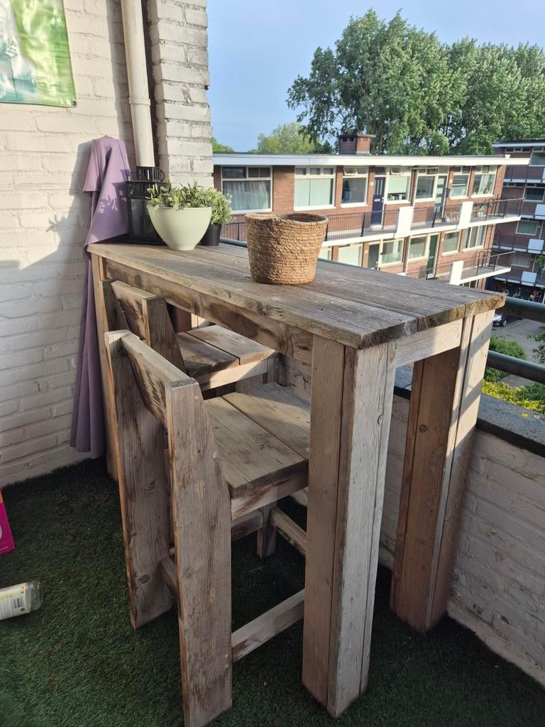 Massief Teakhouten Bar set 140x49cm - Onbewerkt, Tuin en Terras, Ophalen, Rechthoekig, Teakhout