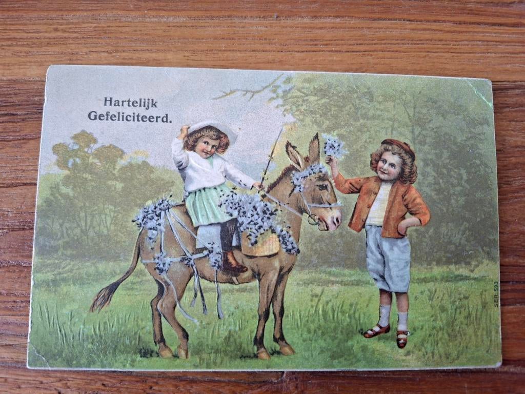 Oude ansichtkaart ezel, Ophalen of Verzenden, 1920 tot 1940, Gelopen, Overige soorten
