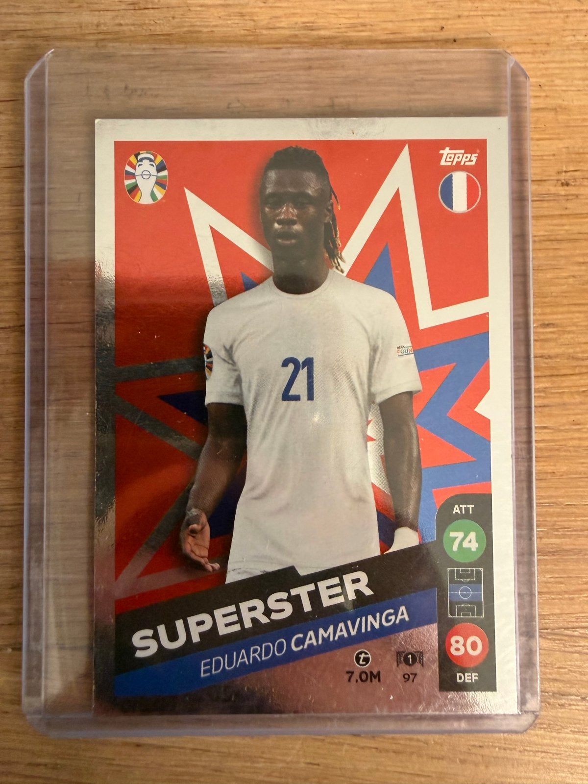 Topps Match Attax EURO 2024 Superster Eduardo Camavinga, Ophalen of Verzenden, Zo goed als nieuw, Buitenlandse clubs, Spelerskaart