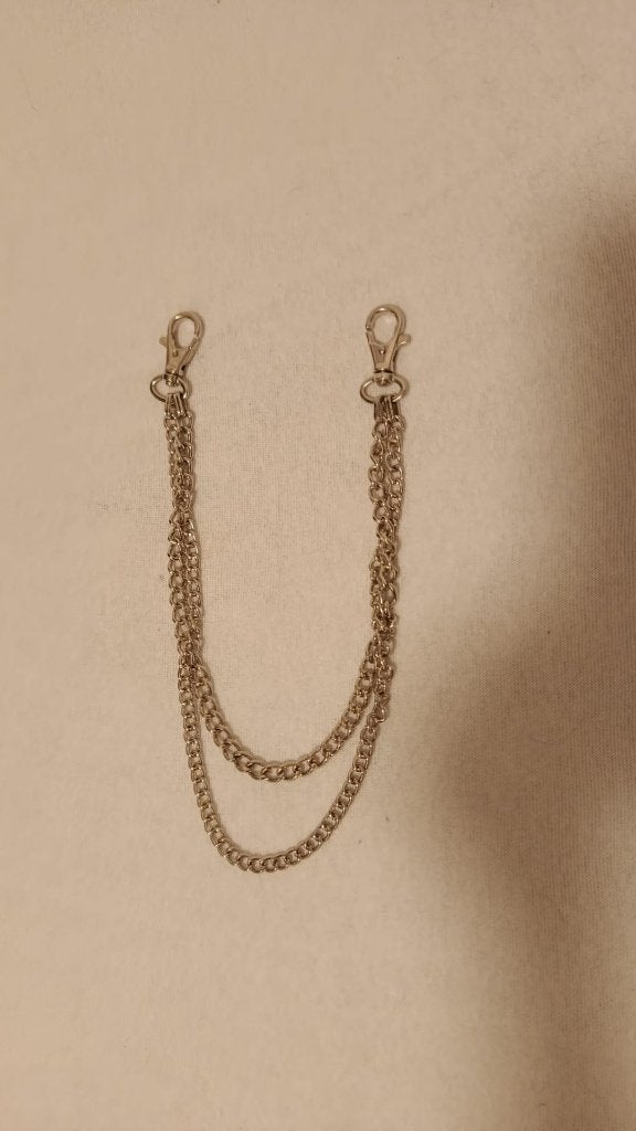 Zilverkleurige broekketting met dubbele laag, Met hanger, Overige materialen, Ophalen of Verzenden, Zo goed als nieuw