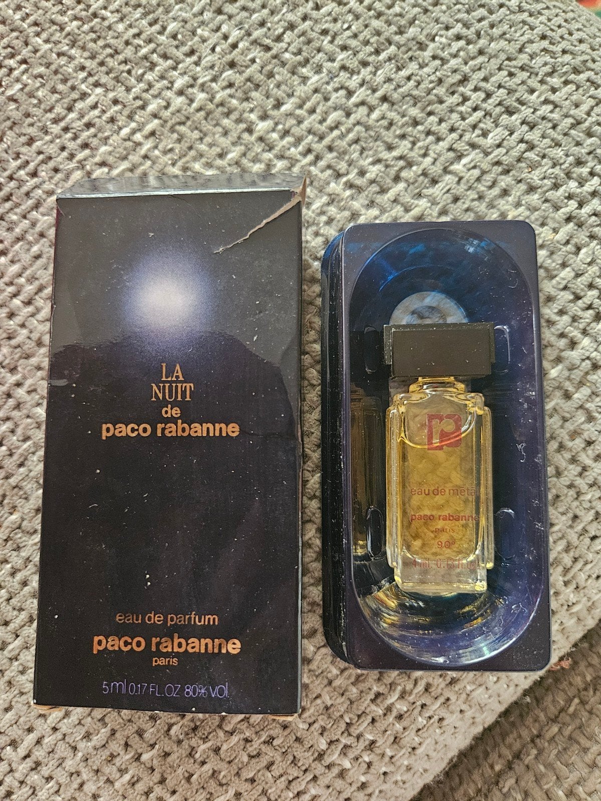 Paco Rabanne La Nuit & Eau de Metal Miniatuur Parfum, Ophalen of Verzenden, Gebruikt, Miniatuur