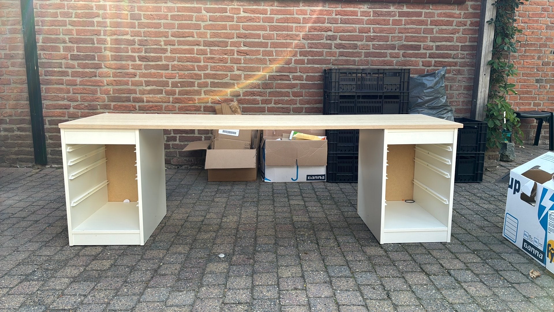 2 ikea kastjes en los blad, Ophalen, Zo goed als nieuw, Rechthoekig, Hout