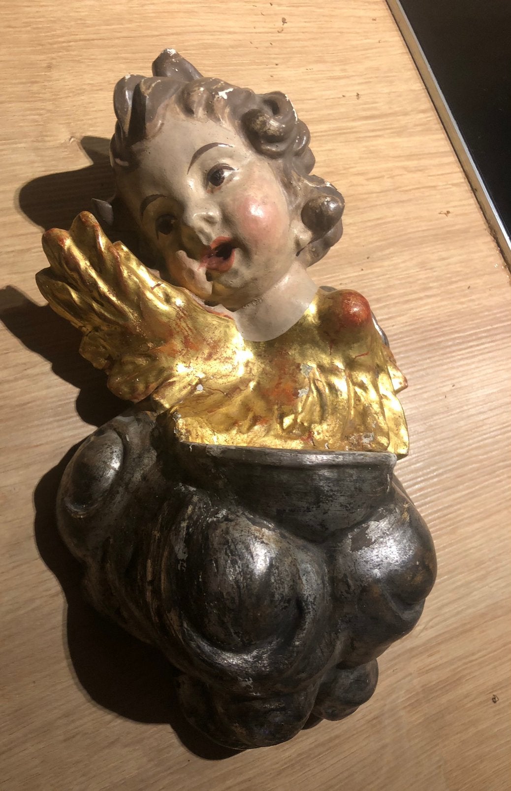Vintage putto ,cherubijn engel hout, Verzamelen, Ophalen of Verzenden, Gebruikt, Overige typen