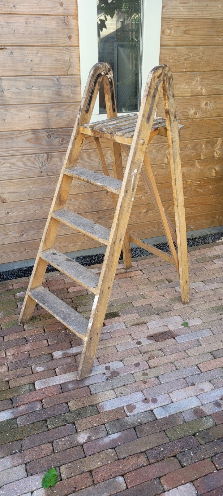 oude vintage houten schilders trap, Doe-het-zelf en Verbouw, Ophalen, Gebruikt, Trap, Opvouwbaar of Inschuifbaar