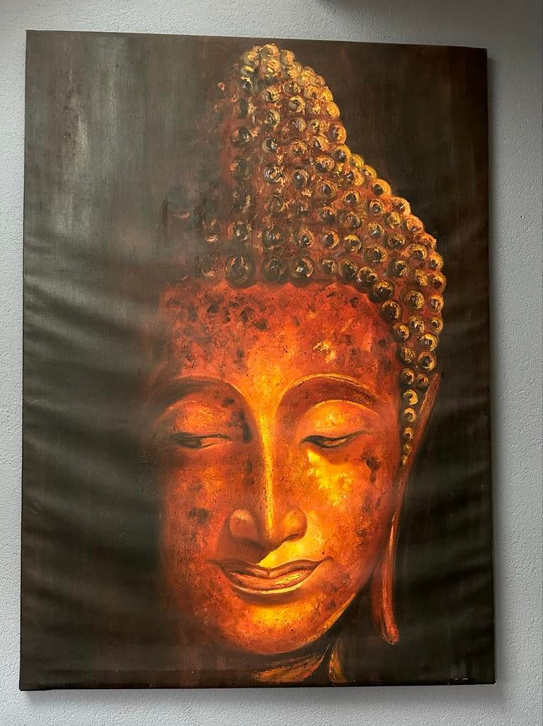 Handgeschilderd Boeddha Schilderij uit Thailand, Ophalen of Verzenden