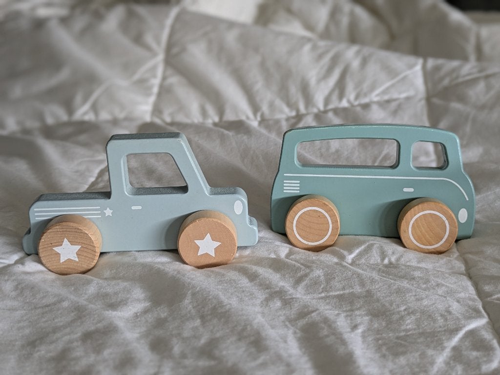 Little Dutch houten voertuigen: auto, bus en tractor, Kinderen en Baby's, Speelgoed | Houten speelgoed, Ophalen of Verzenden, Zo goed als nieuw