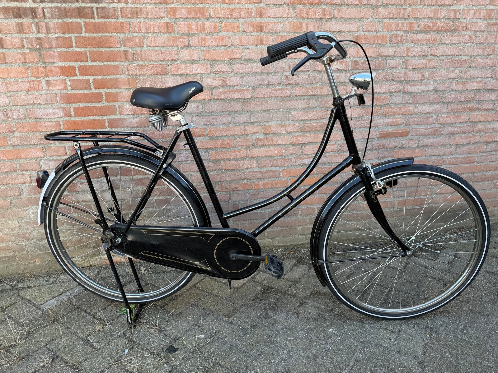 Zwarte Classic omafiets, Ophalen, Velgrem, Handrem, 53 tot 56 cm