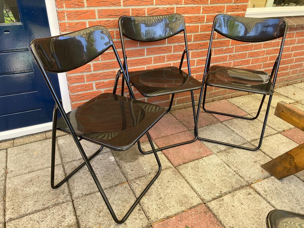 3 x Ikea TED klapstoel zwart ontwerper Niels Gammelgaard, Ophalen, Gebruikt, Drie, Zwart