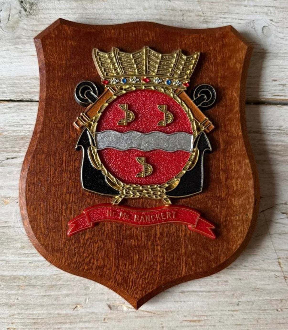 Marine Wapenschild  Hr. Ms Banckert, Verzamelen, Verzenden, Marine, Nederland, Embleem of Badge