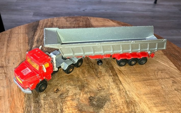 Majorette Scania kipper vrachtwagen met trailer 1/60, Ophalen of Verzenden, Bus of Vrachtwagen, Majorette
