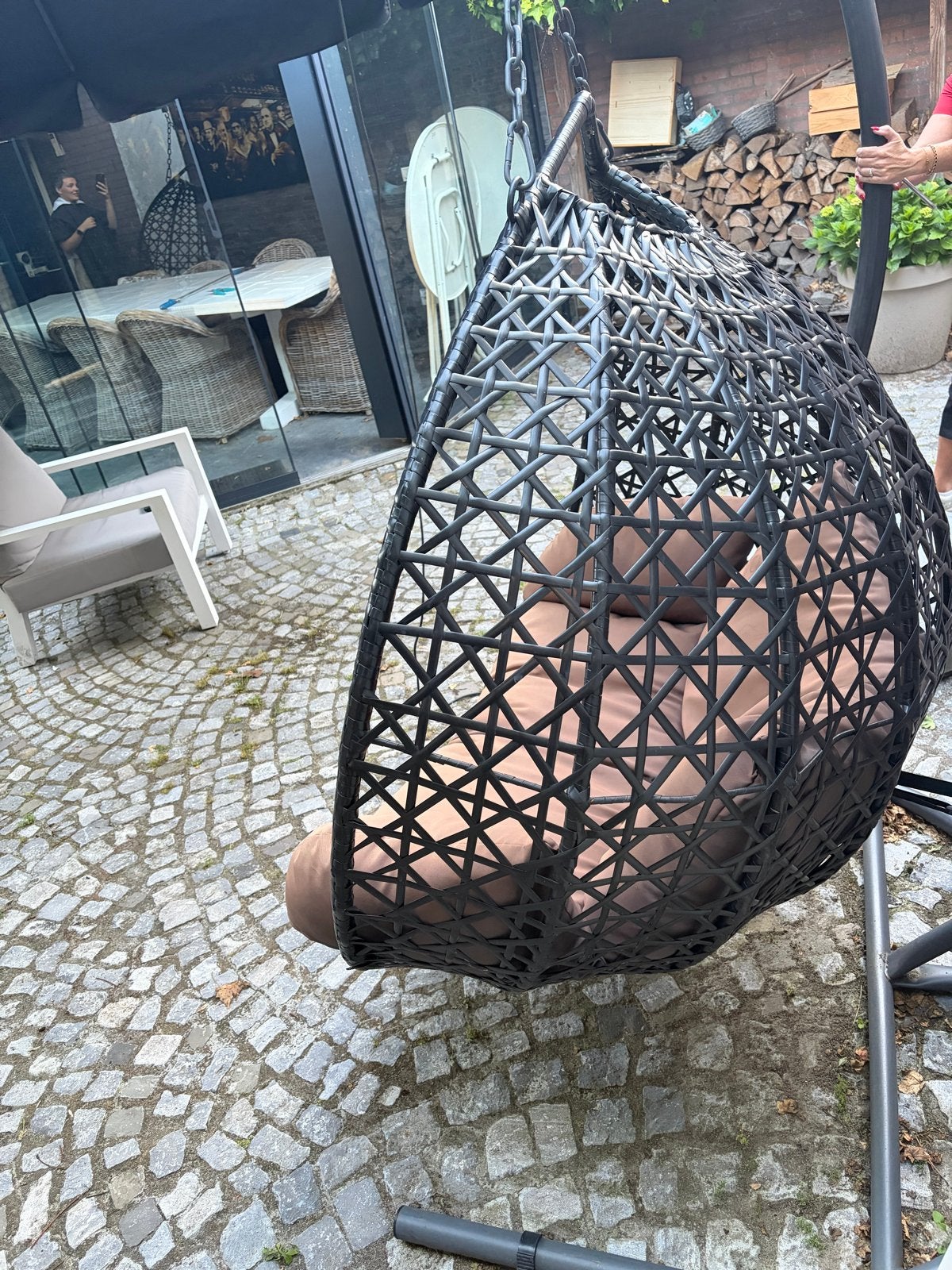 Hangstoel 2 persoons, Tuin en Terras, Ophalen, Rotan