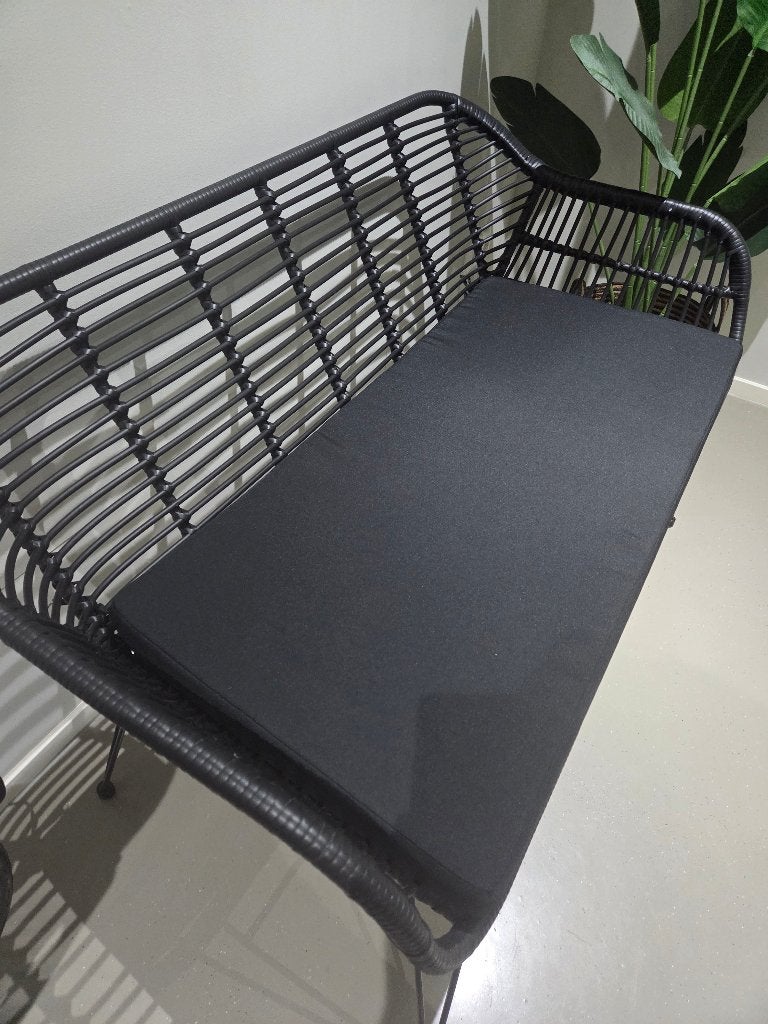Tuin bankje rotan zwart, Tuin en Terras, Ophalen, Zo goed als nieuw, Rotan
