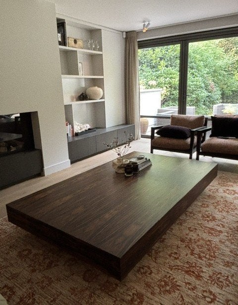 Exclusieve ebbenhouten salontafel & bijpassende side table