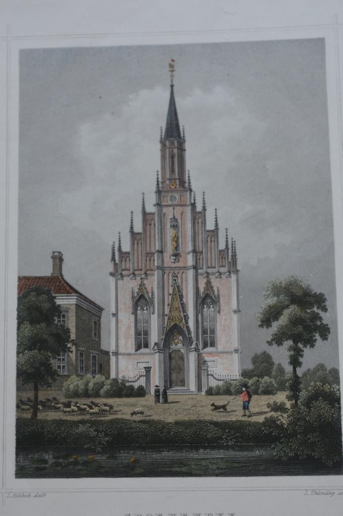 GROENENDIJK NIEUWE KERK Gravure Provincie Utrecht 1858 GZ5, 1800 - 1899, Verzenden, Stadsgezicht, Gravure